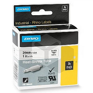 Dymo 1805443 IND Rhino tape krimpkous zwart op wit 24 mm (origineel) Dymo 1805443 IND Rhino tape krimpkous zwart op wit 24 mm (origineel)