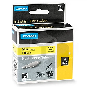 Dymo 1805444 IND Rhino tape krimpkous zwart op geel 24 mm (origineel) Dymo 1805444 IND Rhino tape krimpkous zwart op geel 24 mm (origineel)