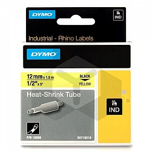 Dymo 18056 IND Rhino tape krimpkous zwart op geel 12 mm (origineel) Dymo 18056 IND Rhino tape krimpkous zwart op geel 12 mm (origineel)