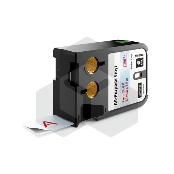 Dymo 1868748 XTL tape vinyl rood op transparant 24 mm (origineel) Dymo 1868748 XTL tape vinyl rood op transparant 24 mm (origineel)