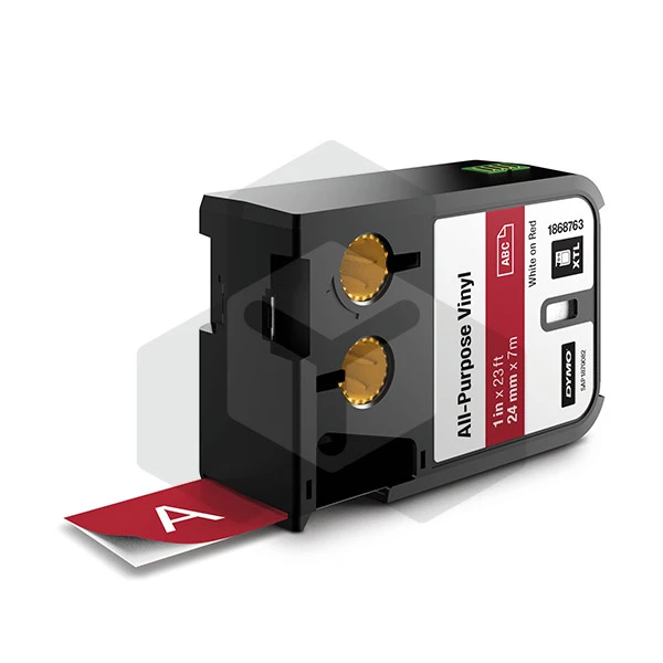 Dymo 1868763 XTL tape vinyl wit op rood 24 mm (origineel) Dymo 1868763 XTL tape vinyl wit op rood 24 mm (origineel)