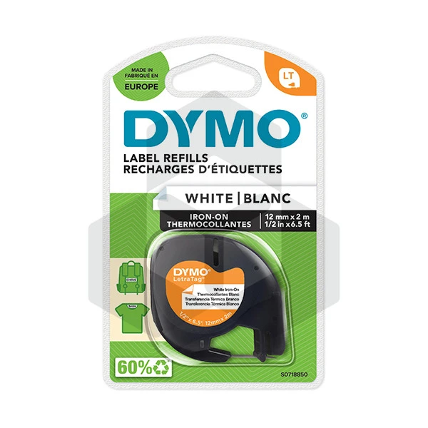 Dymo 18769 tape wit opstrijkbaar 12 mm (origineel) Dymo 18769 tape wit opstrijkbaar 12 mm (origineel)