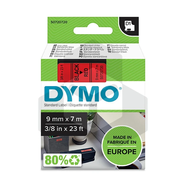 Dymo 40917 tape zwart op rood 9 mm (origineel) Dymo 40917 tape zwart op rood 9 mm (origineel)