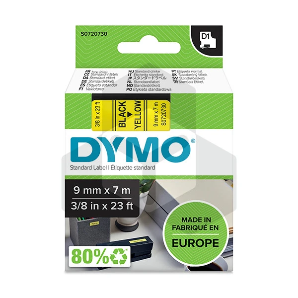 Dymo 40918 tape zwart op geel 9 mm (origineel) Dymo 40918 tape zwart op geel 9 mm (origineel)
