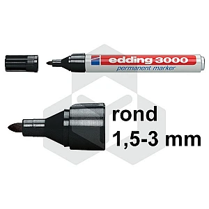 Edding 3000 permanent marker zwart -1,5 - 3 mm rond (origineel) Edding 3000 permanent marker zwart -1,5 - 3 mm rond (origineel)