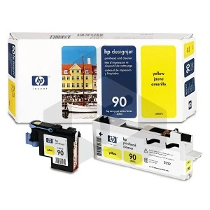 HP 90 (C5057A) printkop en printkopreiniger geel (origineel)
