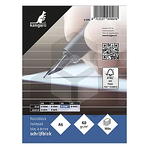 Kangaro schrijfblok A6 lijn 60 grams 100 vel Kangaro schrijfblok A6 lijn 60 grams 100 vel