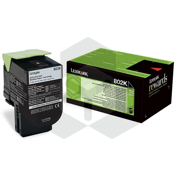 Lexmark 802K (80C20K0) toner zwart lage capaciteit (origineel) Lexmark 802K (80C20K0) toner zwart lage capaciteit (origineel)